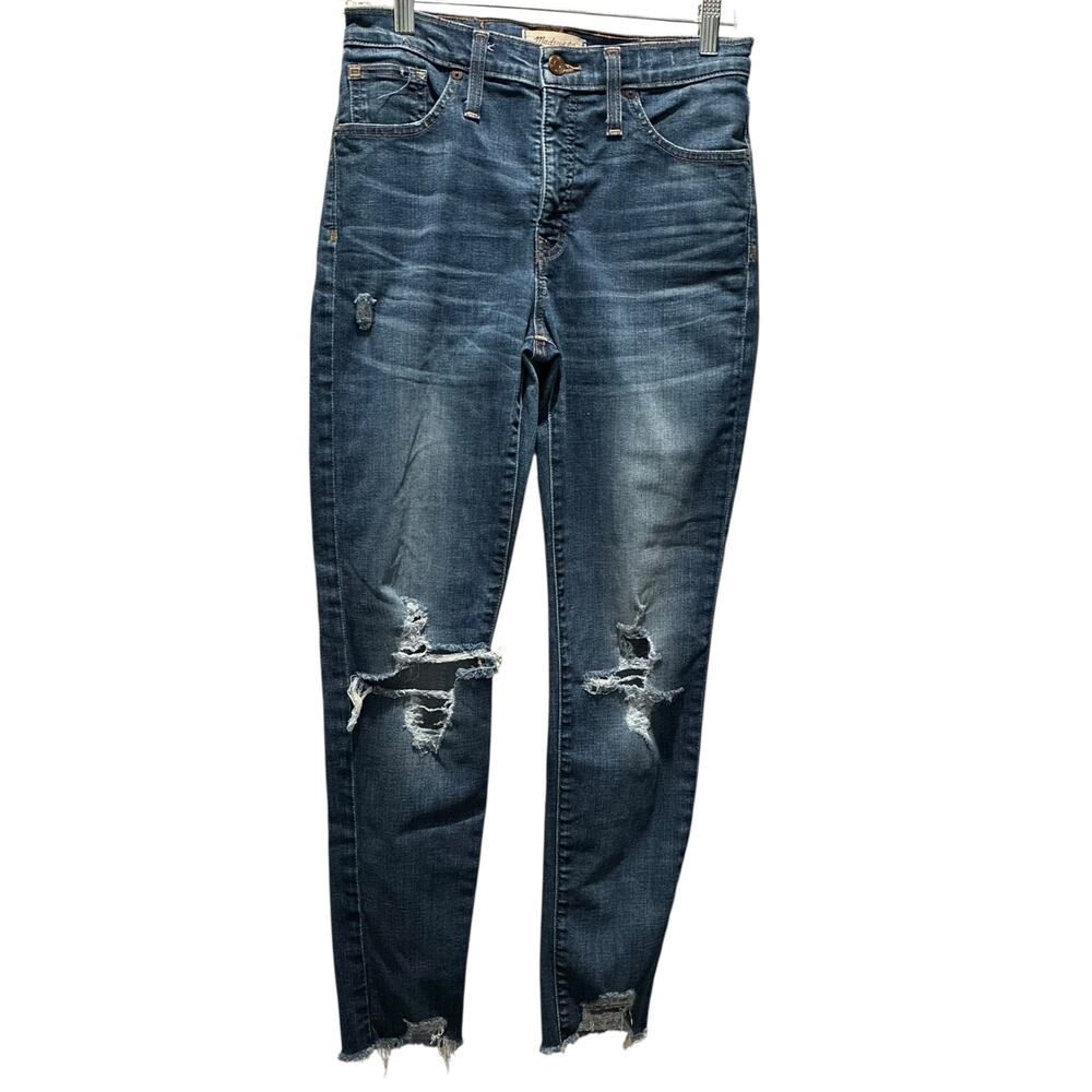 Madewell Jeans 9" High Rise Distressed Destroyed Denim Blue Womens Size 29
